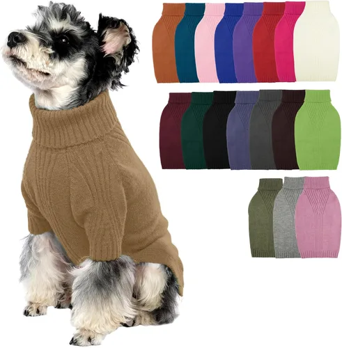 Vista 27 de IECOii Suéter de perro salchicha de cuello alto para perros pequeños, medianos y hembras, elástico y transpirable, abrigo de punto cálido, para Negro