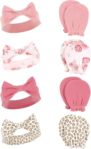 Vista 109 de Hudson Baby Conjunto de diadema de algodón y manoplas para rascar para bebé