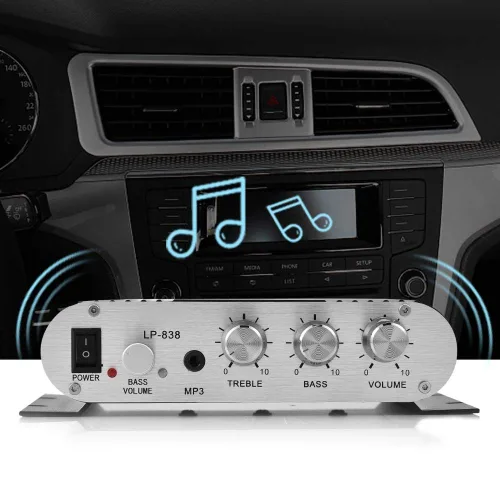 Vista 6 de Amplificador de graves de 2 canales 12v 15w Amplificador estéreo Amplificador digital de audio para el hogar pequeño (negro)