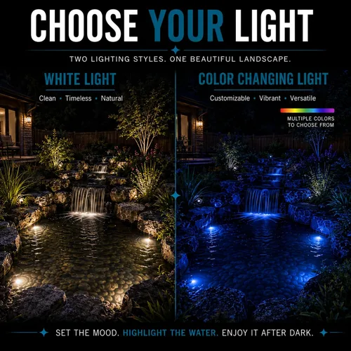 Vista 4 de HALF OFF PONDS LumiNight Iluminación para estanques y paisajes - Luz LED de roca de 1,5 vatios Luz de roca LED blanca cálida