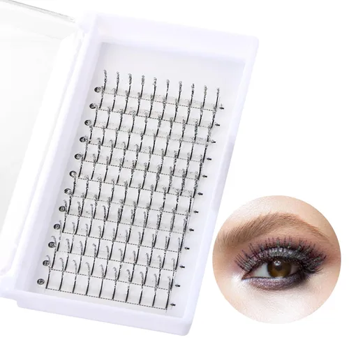 Vista 9 de Extensiones de pestañas postizas con purpurina, pestañas postizas para extensiones de pestañas, rizo D, pestañas para cosplay, pestañas
