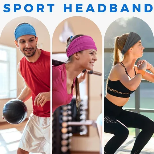 Vista 8 de Sukeen Diademas de entrenamiento refrescantes para mujeres y hombres, banda ancha elástica antideslizante que absorbe la humedad, bandas deportivas