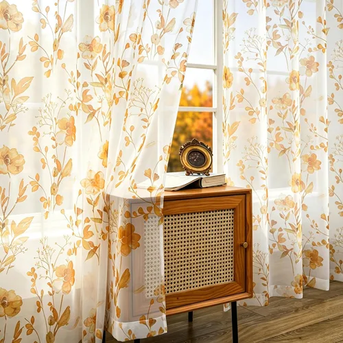 Vista 30 de youleyar Cortinas traslúcidas florales para sala de estar, 54 pulgadas de Primavera - Floral