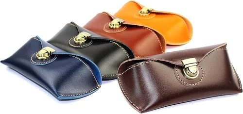 Vista 7 de DK86 Genuine Leather Glasses Case Sunglasses Pouch Eyeglass Case for Men and Women