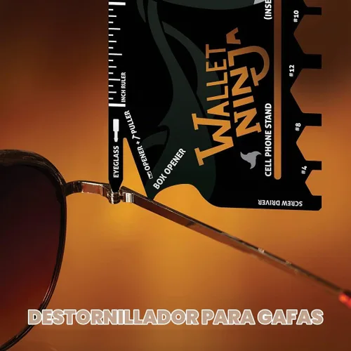 Vista 2 de Billetera Ninja 18 en 1, herramienta de tamaño tarjeta de crédito y de múltiples propósitos