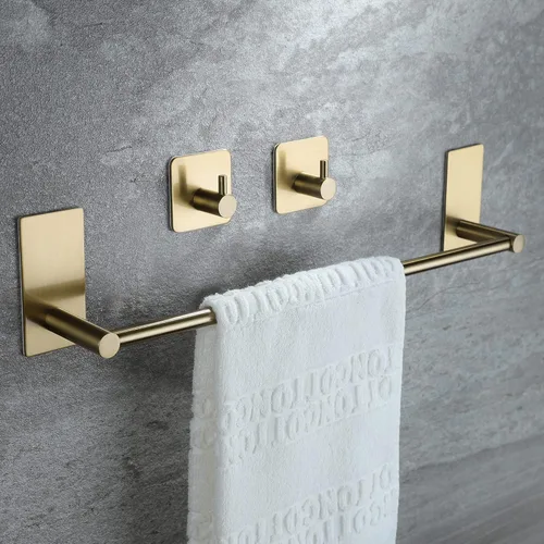 Vista 8 de Taozun Toallero – Toallero con 2 paquetes de ganchos adhesivos, color negro, toallero de mano de 16 pulgadas para pegar en la pared, kit