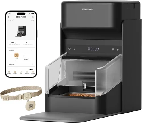 Vista 19 de PETLIBRO Alimentadores RFID para 2 gatos, sensor de collar para comidas personalizadas, reconocimiento de gatos, seguimiento de dieta y antirrobo