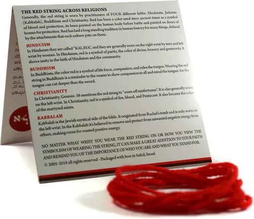 Vista 5 de Pack ORIGINAL del Centro de Kabbalah de Israel, cinta roja de Kabbalah, cinta roja de 60 pulgadas para hasta SIETE pulseras de protección contra