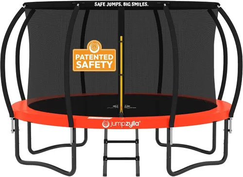 Vista 26 de Jumpzylla - Cama elástica recreativa para niños, con red de seguridad, escalera y revestimiento antioxidante, de 8, 10, 12, 14, 15 y 16 pies