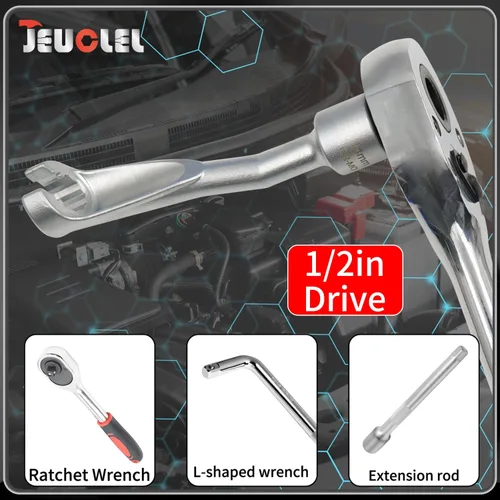 Vista 7 de Juego de 3 piezas de 14mm 17mm 19mm 1/2" Dr. Juego de tuercas de línea de combustible de inyección de carril común, 12 puntos de Juego de tuercas