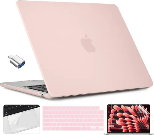 Vista 35 de TWOLSKOO Compatible con funda para MacBook Air M4 de 15 pulgadas versión 2025-2023 M4 A3241 M3 A3114 M2 A2941, carcasa rígida de plástico y Cristal