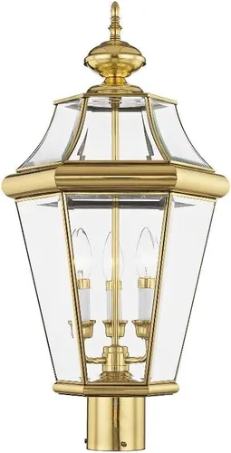 Vista 5 de Livex Lighting 2364-91 - Farol de poste para exteriores, 3 luces, níquel cepillado