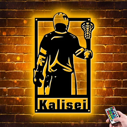 Vista 30 de Letrero de metal de jersey deportivo personalizado con luz LED, nombre y número personalizado, letrero de neón con nombre personalizado, decoración