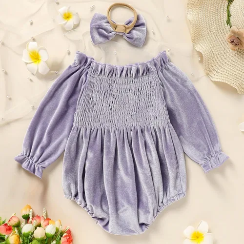 Vista 31 de GRNSHTS Ropa de primer cumpleaños para niña de terciopelo de un año de edad, mameluco de manga larga + diadema, 2 piezas de trajes de pastel