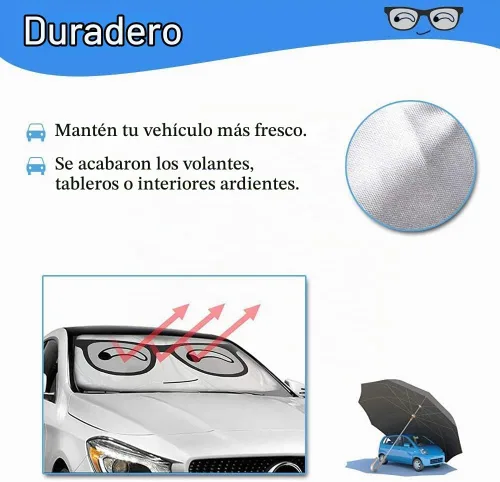 Vista 2 de HOMEYA Parasol para parabrisas de automóvil, parasol automático de panda de dibujos animados plegable, protector de visera solar, reflector de rayos