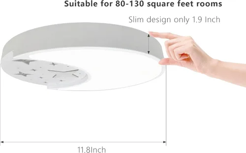 Vista 2 de Lámparas de techo de 12 pulgadas, lámparas creativas de luna y estrella para dormitorio, 3 temperaturas de color seleccionables, lámparas de techo