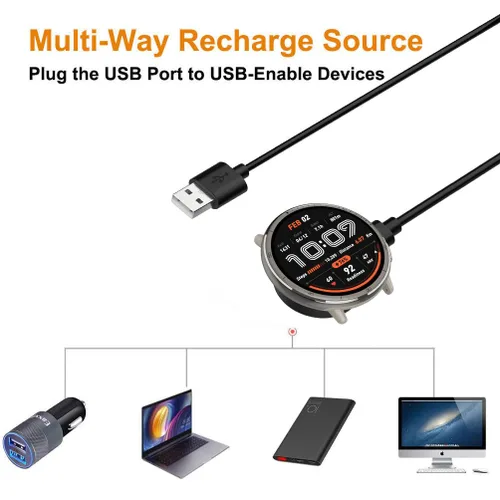 Vista 7 de [Paquete de 2] Cargador compatible con Amazfit Bip 6/Active 2, cable de carga de repuesto para reloj inteligente Amazfit Active 2/Bip 6, 3.3