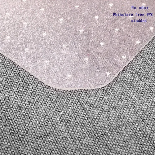 Vista 4 de Tapete resistente grueso y resistente transparente para sillas de pelo bajo y mediano, tamaño 36 x 48 pulgadas con borde