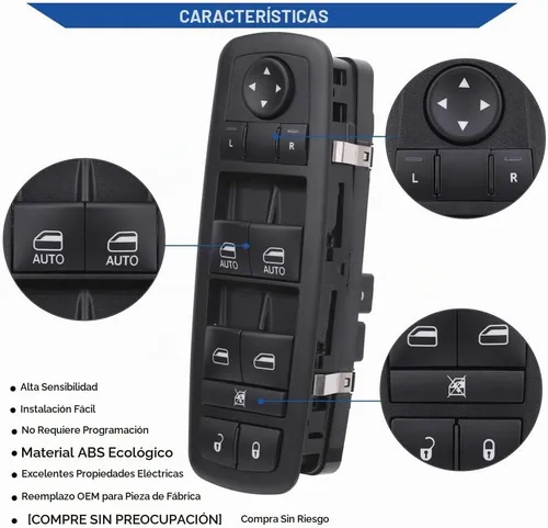 Vista 5 de Obaee Interruptor de ventana delantera izquierda 68231805AA compatible con Chrysler 300 2011-2012, Chrysler 200 2015-2017, Dodge Charger 2011-2014