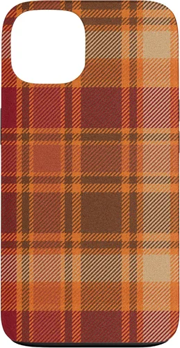 Vista 7 de iPhone 16 Vintage Halloween Naranja Rojo Plaid Otoño Calabazas Caso