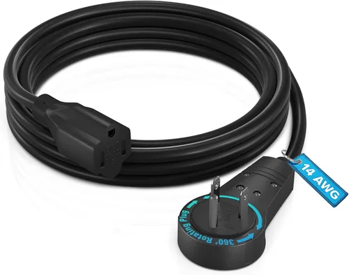 Vista 16 de Maximm - Cable de extensión de 0.15 m con enchufe plano giratorio de 360°, cable de alimentación a tierra de 3 puntas, certificado UL, 13A 125V Negro