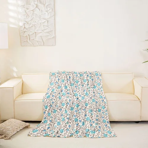 Vista 6 de Erosebridal Funda de sofá floral de 71 x 91 pulgadas, diseño de loto, antideslizante, acuarelas, diseño de hojas de flores azules, con pintura