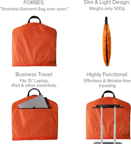 Vista 4 de DEGELER portatrajes para viajes - Bolsa para tajes de negocios para profesionales que disfrutan el estilo de viaje sin esfuerzo, Anaranjado)