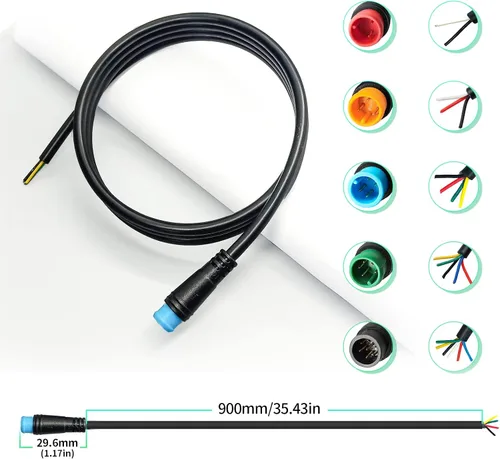 Vista 3 de Cable de extensión Ebike Julet macho/hembra 2pin/3pin/4pin/5pin/6pines/DIY cable de enchufe impermeable para exhibición de bicicleta eléctrica