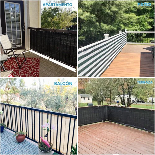 Vista 2 de Patio Pantalla de Privacidad para Balcón de 3' x 10', Cubiertas de Barandilla de Apartamento, Paneles de Valla para Exteriores, Valla Temporal
