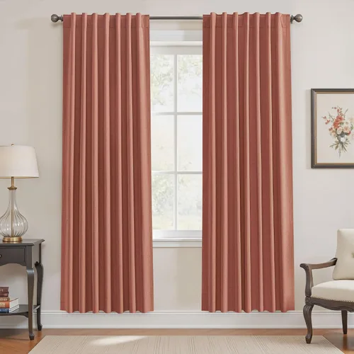 Vista 13 de UHITECH Cortinas opacas de 35 pulgadas de largo para sala de estar, 2 paneles, cortina opaca corta para cocina para ventanas pequeñas, cortinas