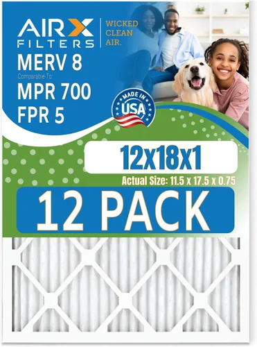 Vista 16 de Filtro de aire de 10 x 10 x 1 pulgadas con clasificación MERV 8, paquete de 12 filtros de horno comparables a MPR 700 y FPR 5, fabricado en Estados