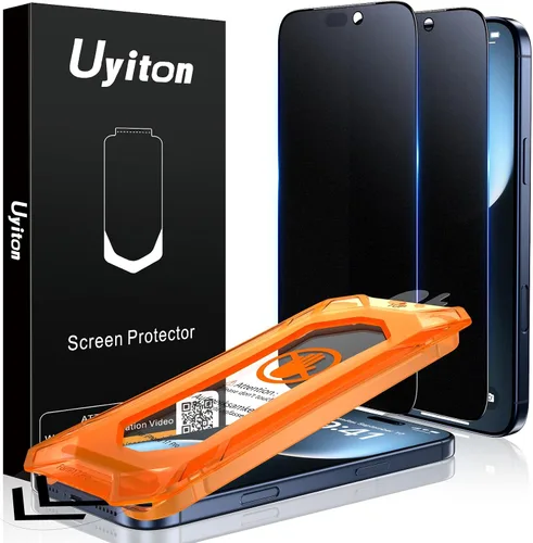 Vista 8 de Uyiton Protector de pantalla de privacidad para iPhone 16 Pro Max, [fácil de instalar] [cero burbujas] de cobertura completa inastillable