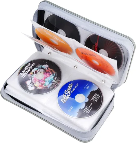 Vista 6 de Billetera para CD y DVD, capacidad de 96 unidades, resistente, resistente, almacenamiento de DVD, carcasa dura, soporte para disco de CD, funda