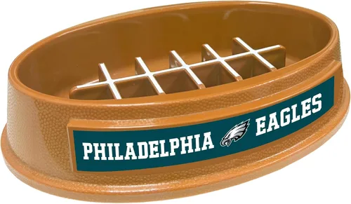 Vista 6 de NFL Super-Bowl Philadelphia Eagles - Cuenco de alimentación lenta para perros y gatos. Diseño de fútbol para una digestión saludable. Antideslizante