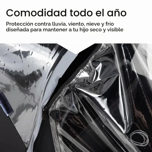 Vista 5 de Bugaboo Cubierta de lluvia de alto rendimiento – Acceso con cremallera de 180°, ventana transparente, tira reflectante, protector contra