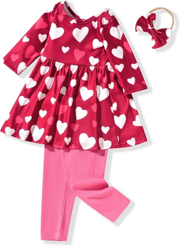 Vista 18 de Aalizzwell Conjunto de túnica floral para niñas pequeñas para otoño e invierno Naranja