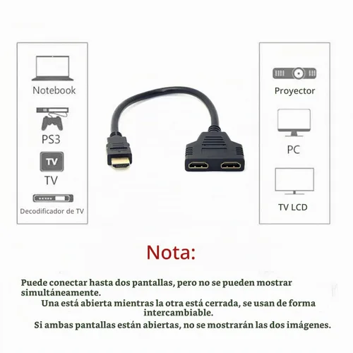 Vista 4 de chenyang Adaptador de cable de extensión de interruptor divisor HDMI 1 a 2 con conector micro y mini HDMI HDMI 1to2 negro con convertidor