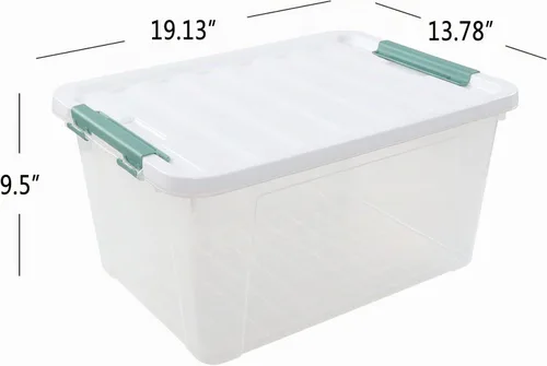 Vista 2 de Paquete de 6 cajas de almacenamiento de plástico de 35 L, caja de almacenamiento con tapa