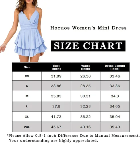 Vista 5 de Hocuos Vestido sexy con cuello en V ajustable con tirantes delgados y lazo en la cintura, sin mangas, dobladillo con volantes, acampanado, mini