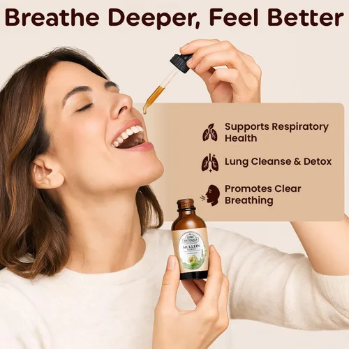 Vista 2 de Lung Naturals Gotas de gordolobo - Extracto concentrado de hoja de gordolobo 10:1 - Apoya la salud respiratoria diaria, sin alcohol, 60 porciones