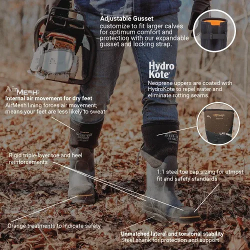 Vista 2 de Dryshod Botas de seguridad para hombre con puntera de acero y refuerzo antideslizante Impermeables Goma Negro