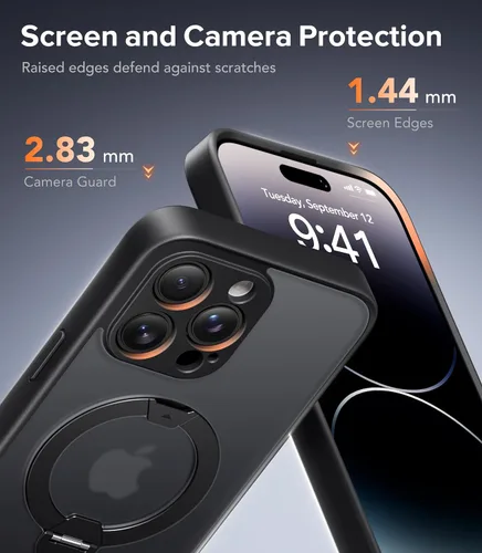 Vista 7 de Funda magnética mejorada para iPhone 14 Pro, soporte irrompible y magnético, protección de grado militar, funda para teléfono compatible
