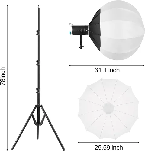 Vista 6 de GVM - Luz de video LED de 200 W con linterna Softbox, SD200D Kit de iluminación de estudio de fotografía con control Bluetooth/DMX, 93000lux@1.6 ft