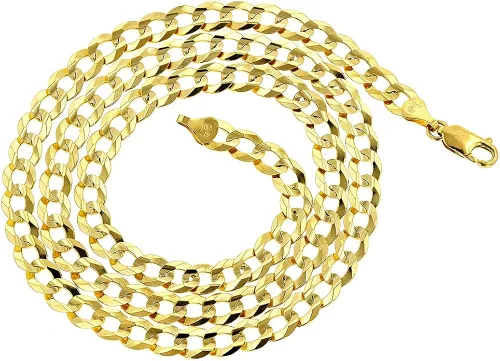 Vista 2 de IcedTime - Cadena de eslabones de bordillo estilo cubano, oro amarillo italiano de 10quilates, lisa, collar amplio de 4,5mm o pulsera de eslabones