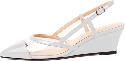 Vista 2 de WAYDERNS Zapatos de tacón bajo para mujer, con puntera puntiaguda, hebilla ajustable, tacón bajo, 2 pulgadas