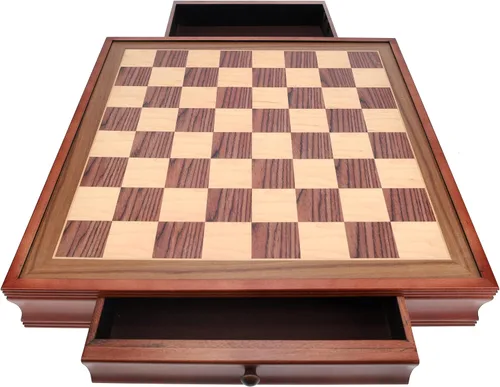 Vista 4 de WE Games Gran juego de ajedrez inglés tallado a mano con cajones, tamaño torneo, madera de alcanfor - 19 pulgadas.