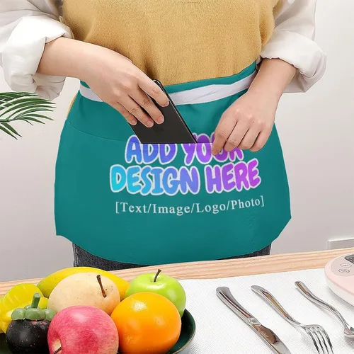 Vista 124 de AXKEUDO Delantal personalizado con bolsillos, delantales de cintura para camarera para cocinar en casa, restaurante, servir trabajo