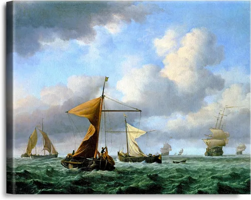 Vista 43 de A&T ARTWORK A Brisk Breeze por Willem van de velde Reproducciones de pintura de velero, impresiones en lienzo giclée para decoración del hogar, 20 x