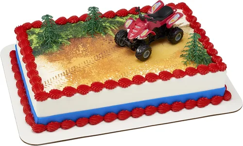 Vista 5 de DecoPac Decoración para tartas de ATV, 4 piezas para decoración de tartas, vehículos todo terreno y árboles, decoración de pasteles para cumpleaños