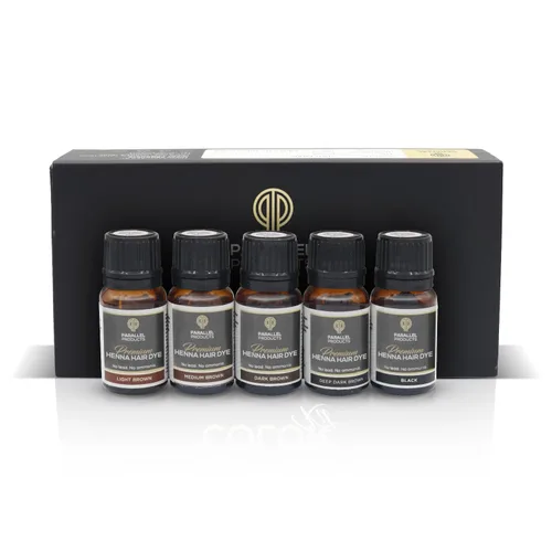 Vista 6 de Parallel Products Kit de color de henna - Tinte profesional para el cabello y retoque de raíces, mini colección de 0.11 oz para cobertura de canas